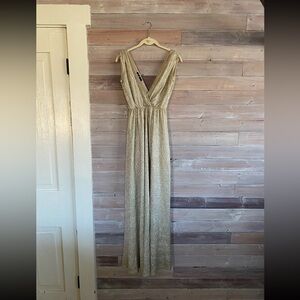 Lulus all that shimmers is gold maxi dress size xs